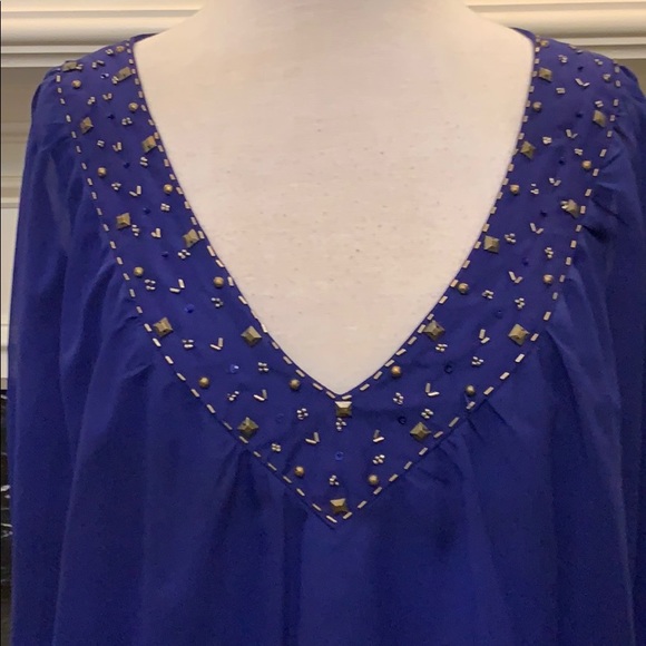 NWT Rampage cobalt blue w/brass trim top - Picture 2 of 7